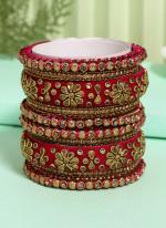   Wedding Wear  Rani Color Velvet Work Bangle Set:-2.4,2.6